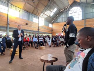 Shujaaz fans & staff attend a townhall hosted by German Chancellor Olaf Scholz